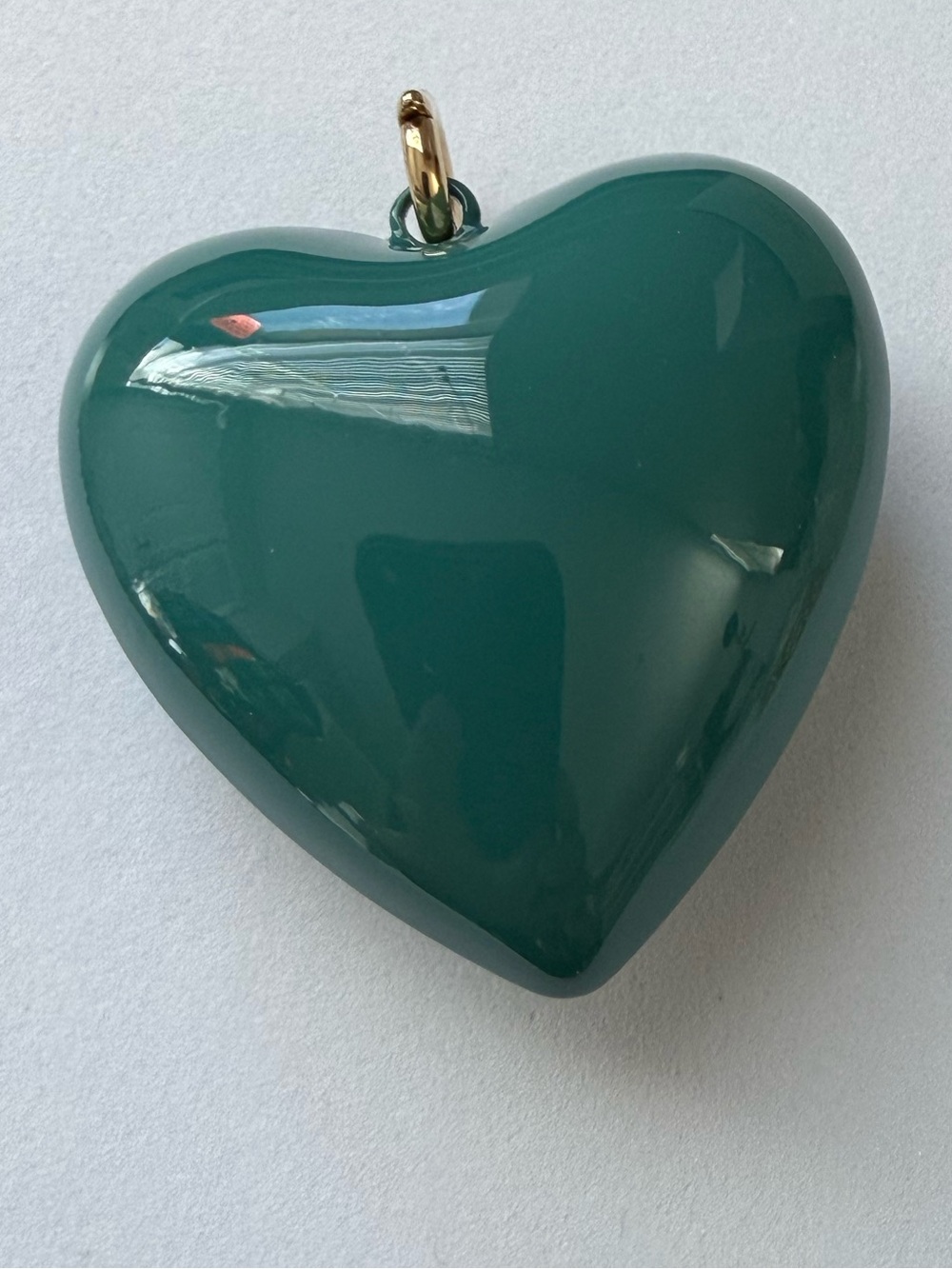 NWOT Roxanne Assoulin big puffy Teal Heart Pendant with Gold Loop